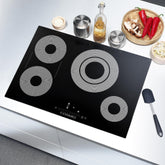 COS-304TBECC Electric Ceramic Glass Cooktop with 4 Burners, Dual Zone Element, Hot Surface Indicator Light and Touch Controls, 30 inch, Black